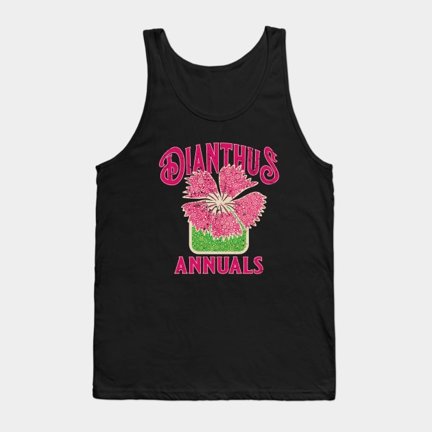 Field of Vintage Color Dianthus Flowers Circle Design Tank Top by pbdotman